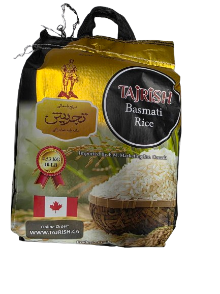 Tajrish Basmati Rice 10lb | Premium Long Grain Rice