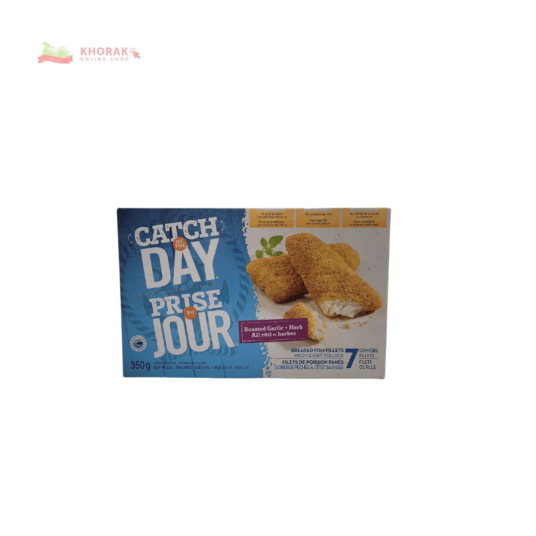 Catch of the day breaded fish fillets roasted garlic & herb 350 g