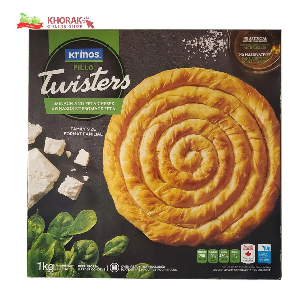 Krinos Fillo Twisters Spinach and Feta Cheese 1 Kg Khorak Supermarket
