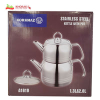 Korkmaz Stainless Steel Kettle with Pot