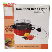 Non-stick Deep Fryer 26cm with frying basket and glass cover